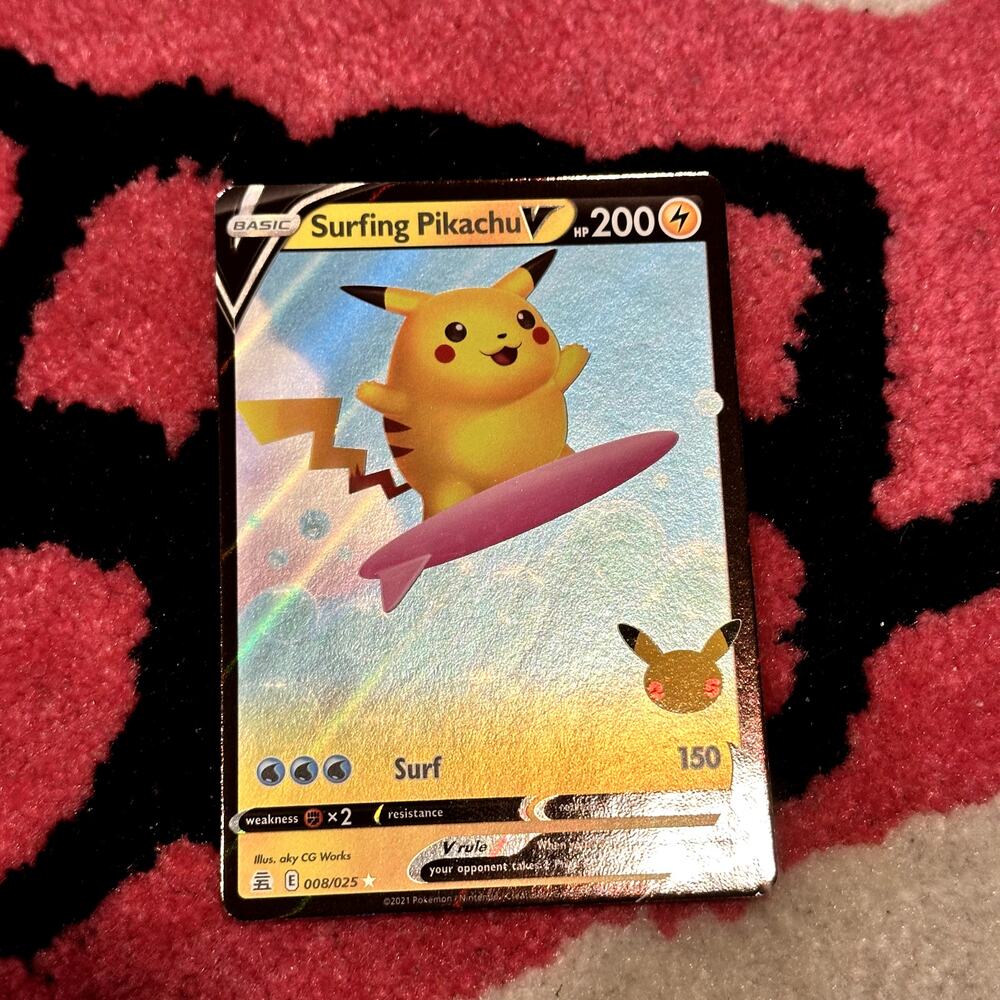 Surfing Pikachu V #8 – Pokémon Celebrations – Full Art Holo – As Pictured
